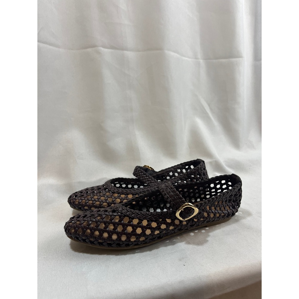Universal Thread Brown Woven Mary Jane Flats Memory Foam Buckle Shoes Size 7